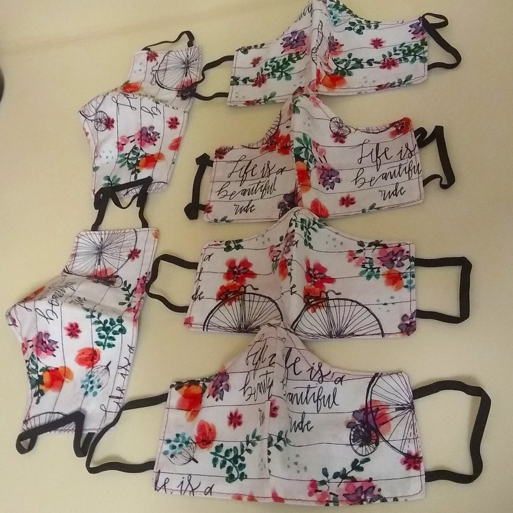 Handmade cloth facial masks (All 6 masks sold together as a bundle.)